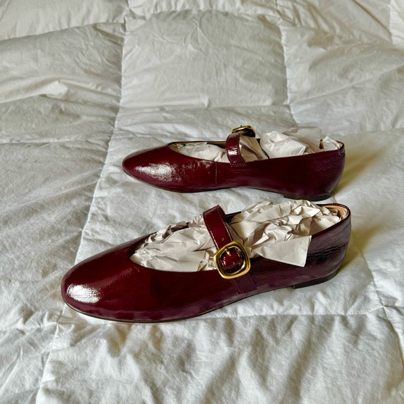 MADEWELL The Remy Crinkle Patent Leather Mary Jane Flats - Deep Plum Size 10.5 - Picture 3 of 9